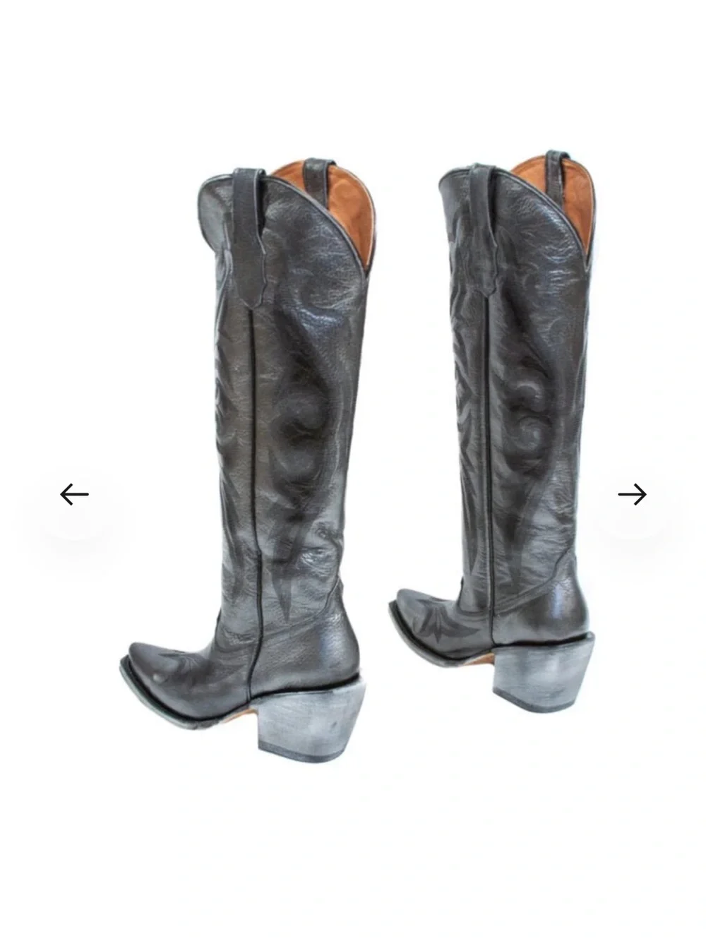 Brand New Tanner Mark Women’s Gray Leather Cowgirl Knee-High Boots Size 8.5